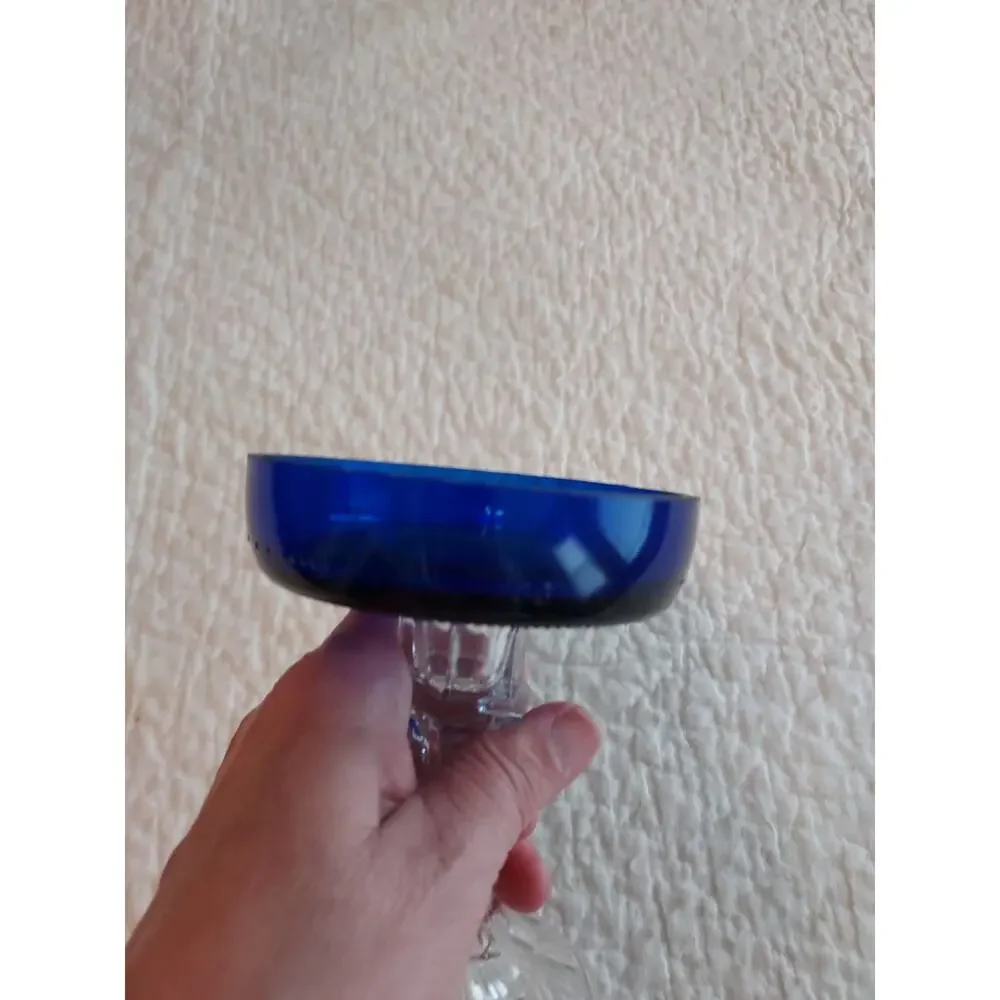 Cobalt Glass Handmade candle holder 5 inch tall by 4 inches across NWOT